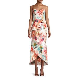 Parker Black abstract bloom midi Dress